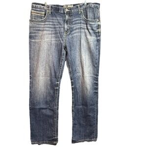 BKE Tyler‎ Straight Leg Jeans Men's sz 38R 40x32 Wiskered Thick Stitch Stretch